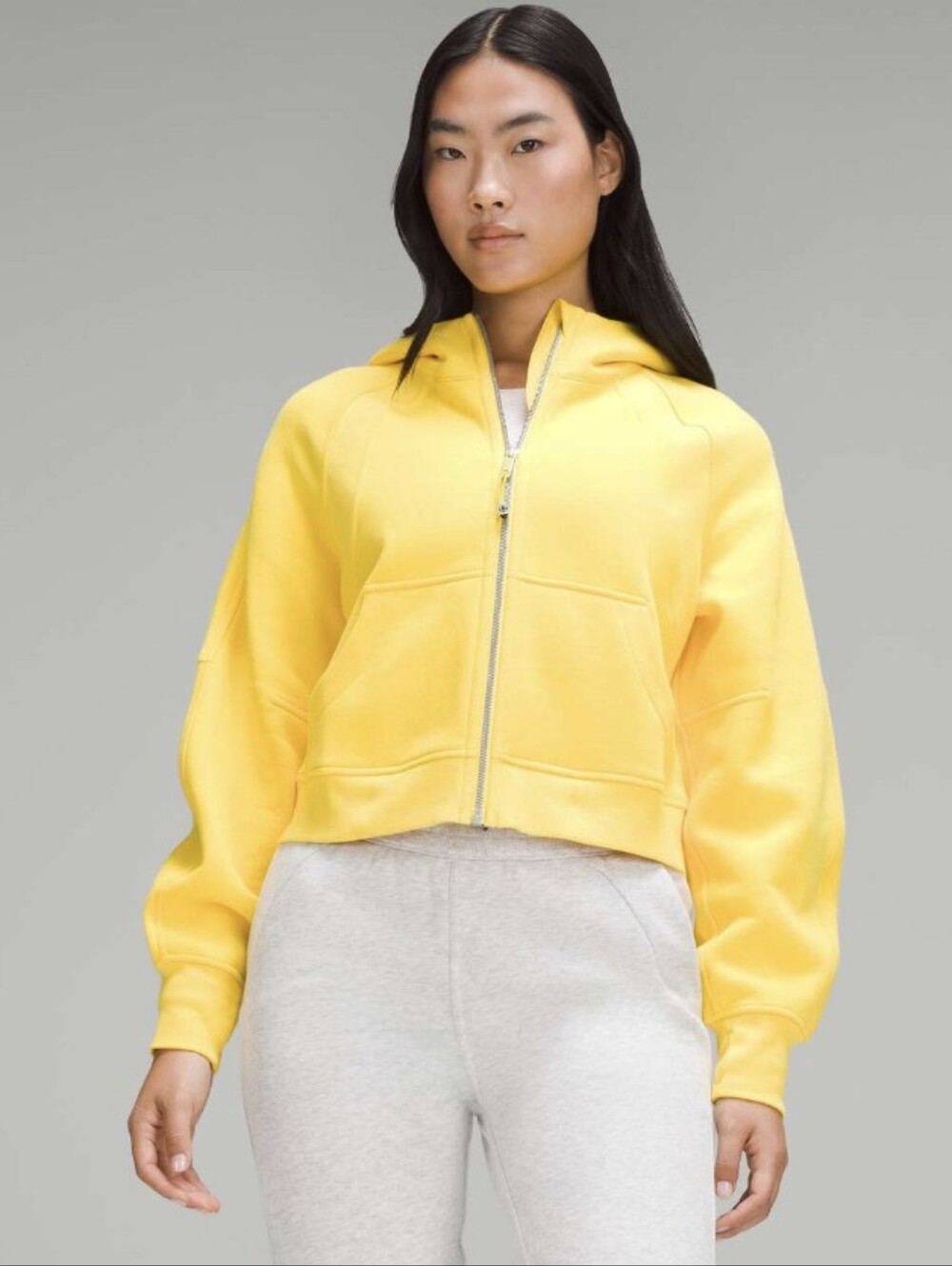 Lululemon Scuba Oversized Full Zip Hoodie Size M/L Utility Yellow LW3EOZS EUC